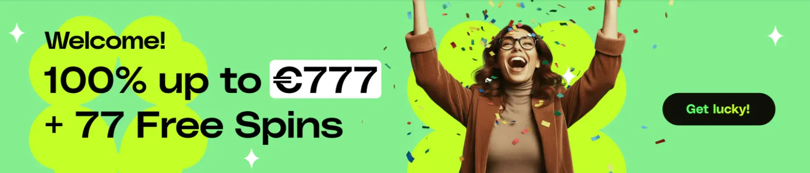 welcome offer and 77 free spins banner